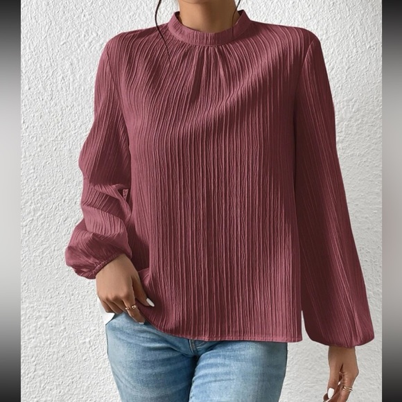 Boho mock neck keyhole back blouse - Picture 11 of 12